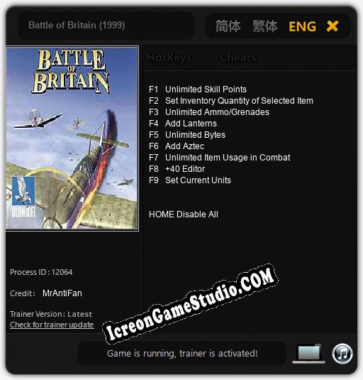 Battle of Britain (1999): Treinador (V1.0.26)