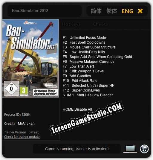 Treinador liberado para Bau-Simulator 2012 [v1.0.3]