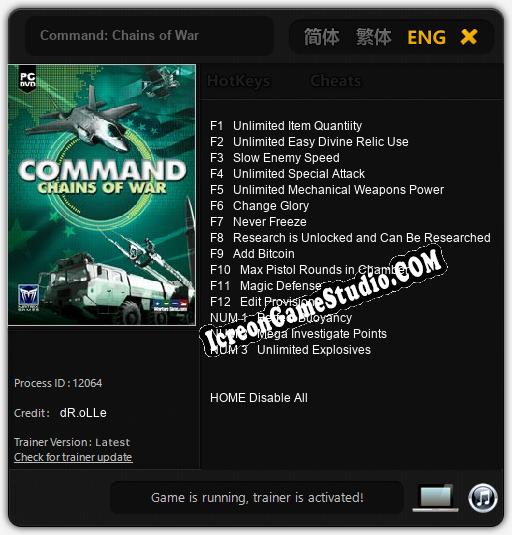Treinador liberado para Command: Chains of War [v1.0.6]