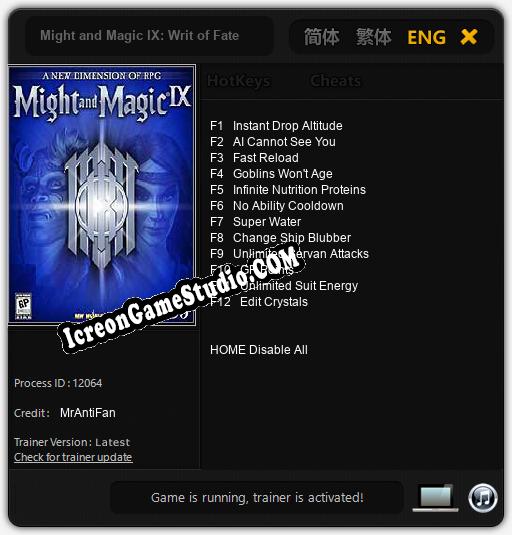 Might and Magic IX: Writ of Fate: Trainer +12 [v1.1]