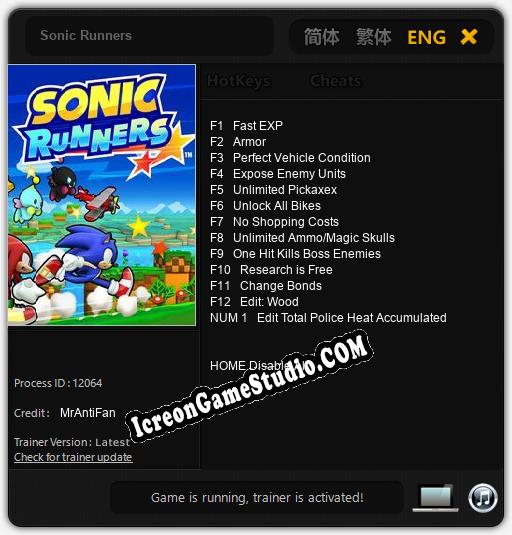 Sonic Runners: Treinador (V1.0.13)