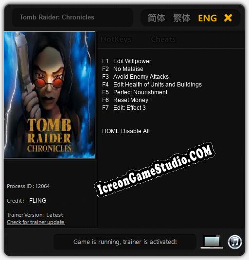 Treinador liberado para Tomb Raider: Chronicles [v1.0.1]
